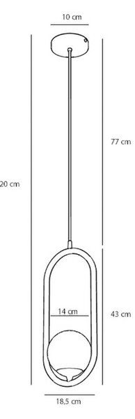 Obesek Dione, opal/kremasta barva, 1-svetloba