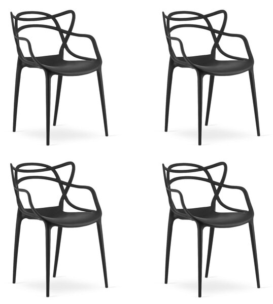 Set 4 stolov iz plastike KATO, črna