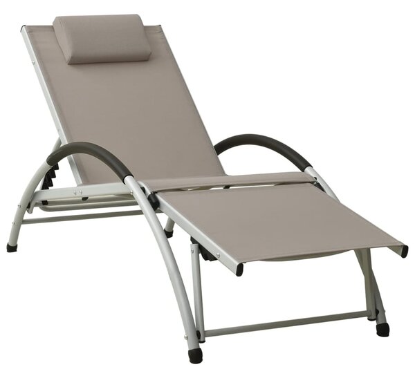 310531 vidaXL Sun Lounger with Pillow Textilene Taupe