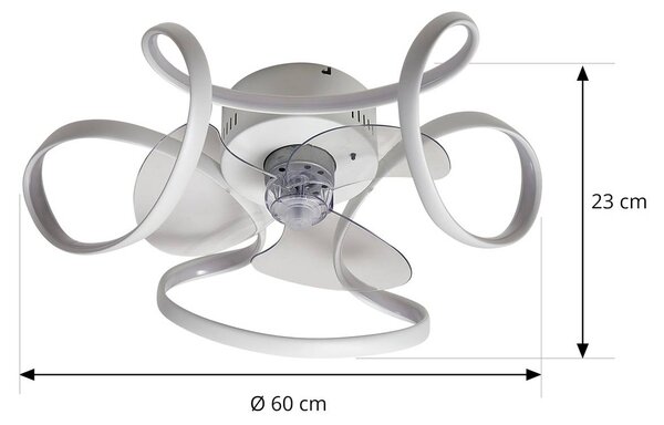 Lindby LED stropni ventilator Lomata, bel, tih, Ø 23 cm