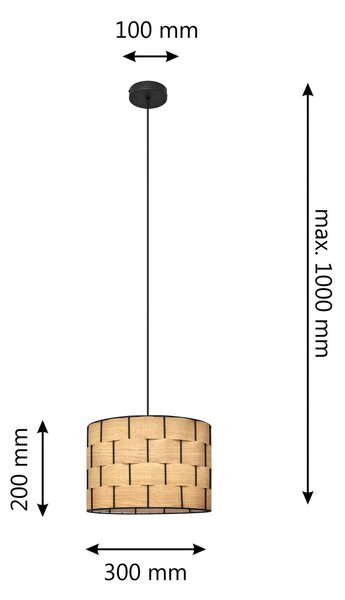 Obesek Atlanta, hrastova barva, Ø 30 cm, tekstil, E27