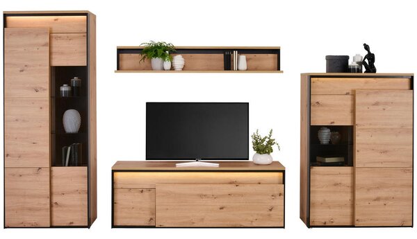TV-ELEMENT črna, hrast artisan