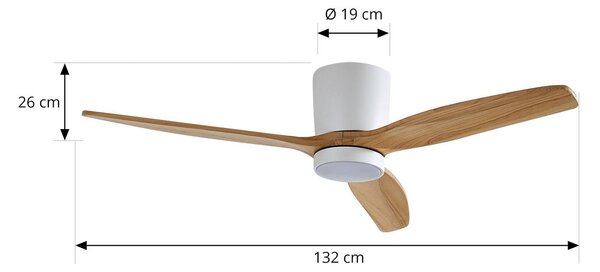 Lucande LED stropni ventilator Faipari, bel, DC, tih, 132cm