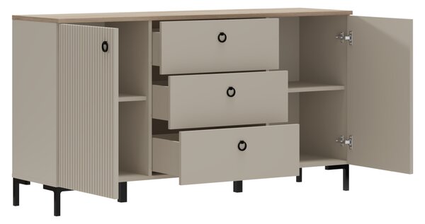 KONDELA Komoda, sivo-rjava Taupe/hrast silverjack, DOMCA 2D3S