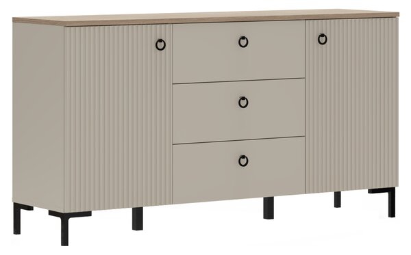 KONDELA Komoda, sivo-rjava Taupe/hrast silverjack, DOMCA 2D3S