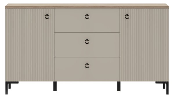 KONDELA Komoda, sivo-rjava Taupe/hrast silverjack, DOMCA 2D3S