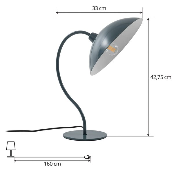 Namizna svetilka Lucande Arvadon, modra, kovina, višina 42,75 cm