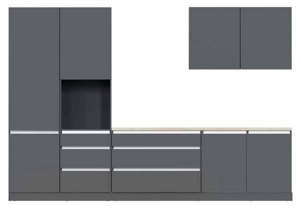 KONDELA Kuhinjski blok, 3,3 m, antracit mat/antracit, ASTI 330