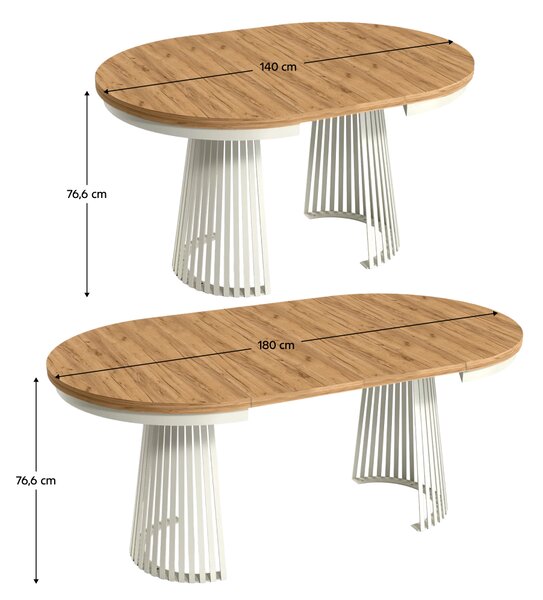KONDELA Raztegljiva jedilna miza, hrast craft zlata/kašmir, 100-140-180x76,6 cm, GERDONY
