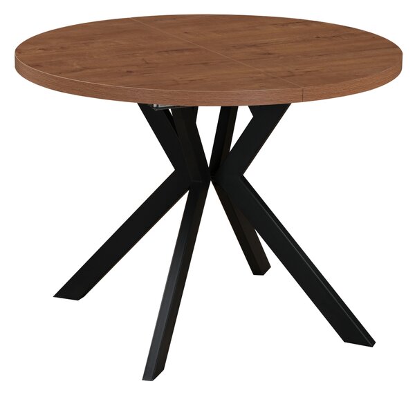 KONDELA Raztegljiva jedilna miza, temen hrast/črna, 100-250 x 75,5 cm, LUKOS