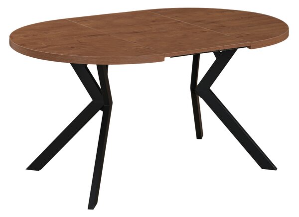 KONDELA Raztegljiva jedilna miza, temen hrast/črna, 100-250 x 75,5 cm, LUKOS
