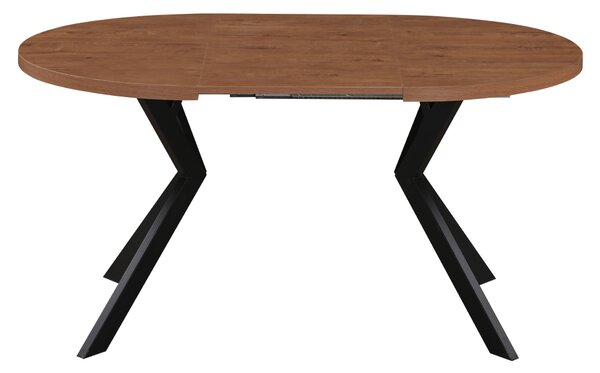 KONDELA Raztegljiva jedilna miza, temen hrast/črna, 100-250 x 75,5 cm, LUKOS