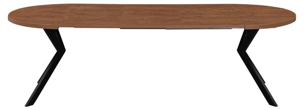 KONDELA Raztegljiva jedilna miza, temen hrast/črna, 100-250 x 75,5 cm, LUKOS