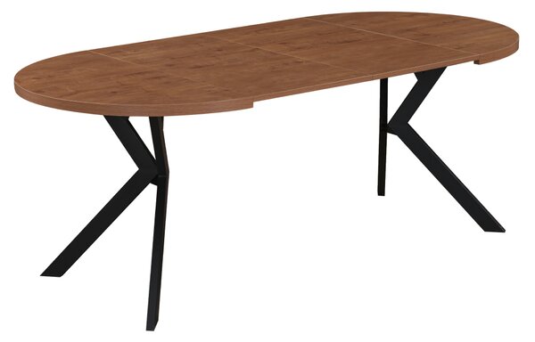 KONDELA Raztegljiva jedilna miza, temen hrast/črna, 100-250 x 75,5 cm, LUKOS