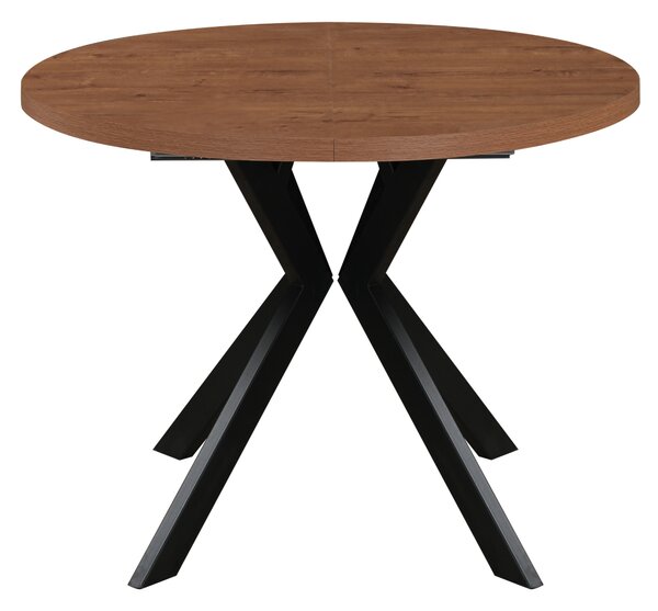 KONDELA Raztegljiva jedilna miza, temen hrast/črna, 100-250 x 75,5 cm, LUKOS