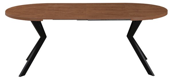 KONDELA Raztegljiva jedilna miza, temen hrast/črna, 100-250 x 75,5 cm, LUKOS