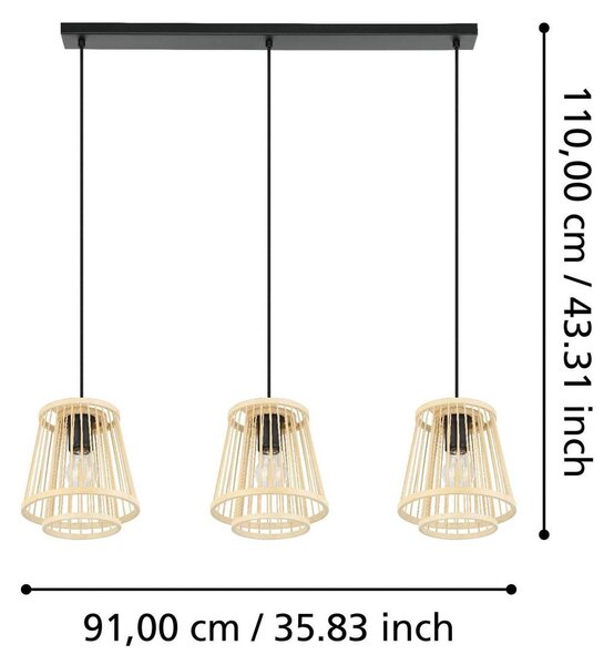 Obesek Hykeham, dolžina 91 cm, naravni, 3-svetlobni, bambus