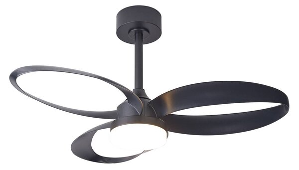 Stropni ventilator LED Infinity, črn, tihi, DC Ø 93 cm CCT