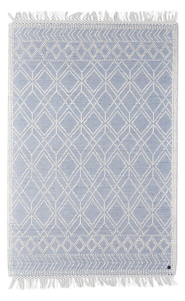 ROČNO TKANA PREPROGA Colored Macrame four 140/200 cm tkano krem barve, pastelno modra