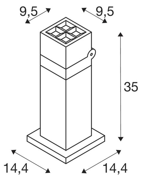 SLV LED svetilka S-Cube 35, antracit, aluminij, višina 35 cm