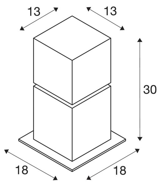 SLV Square Pole podstavna svetilka, višina 30 cm, siva, iz nerjavečega