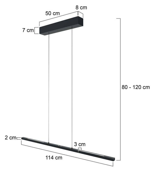 LED viseča svetilka Bande, gor/dol, črna, 120 cm, CCT, zatemnitev