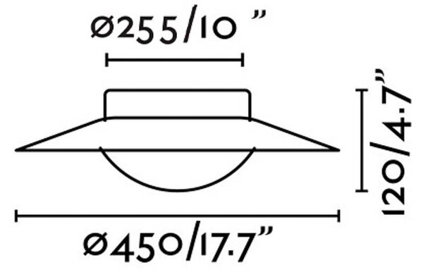 LED stenska svetilka Side 450, črna/zlata, jeklo/steklo, Ø 45 cm