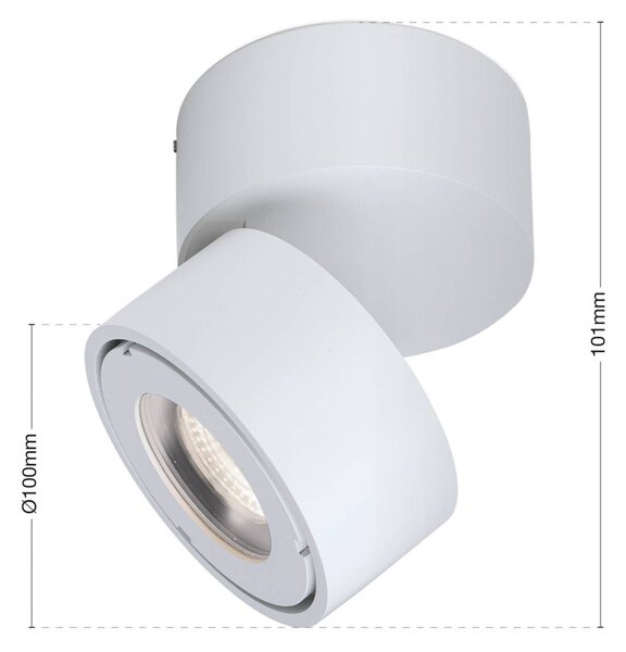 Harvey LED zunanji reflektor, bel, Ø 10 cm, tlačno ulit aluminij