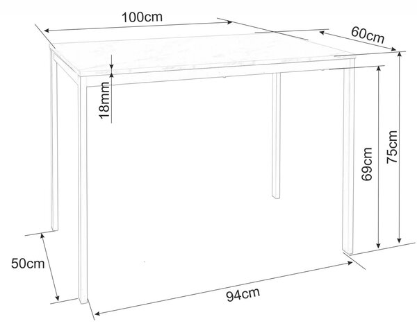 PONUDBA Bel jedilni stol RAMOD 100x60 cm, dekor hrast II. kakovost