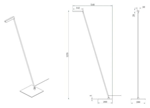 Talna svetilka Lavale LED, oker rumena, z možnostjo zatemnitve, višina 138 cm