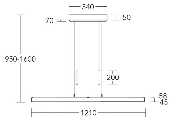 HerzBlut LED viseča svetilka Leonora, 121 cm, les, možnost zatemnitve