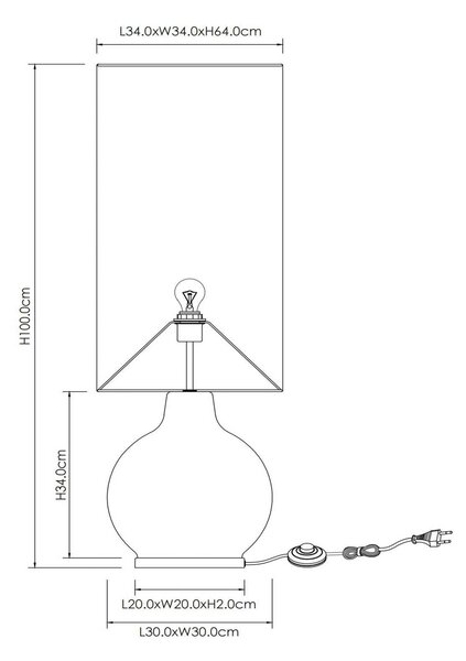 Talna svetilka Esterad, oker, Ø 34 cm, višina 100 cm, steklo