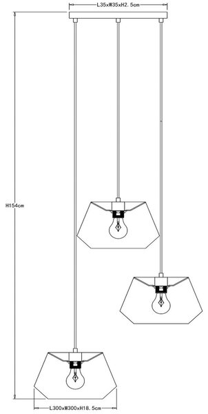 Jessica viseče svetilo, 3-svetlobno, črno, Ø 30 cm, bombaž