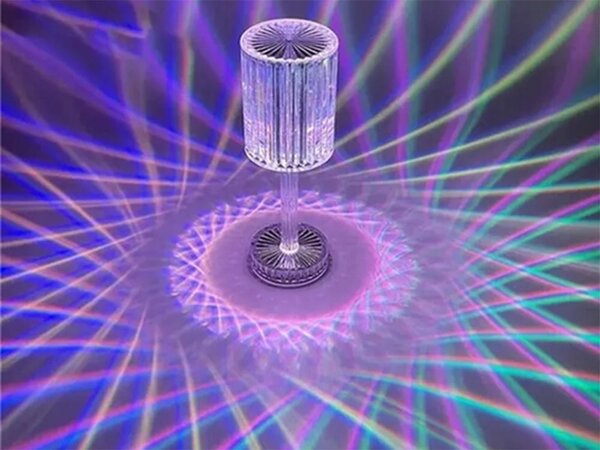 LED RGB aku. namizna kristalna svetilka USB daljinec