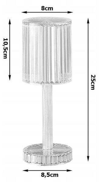 LED RGB aku. namizna kristalna svetilka USB daljinec