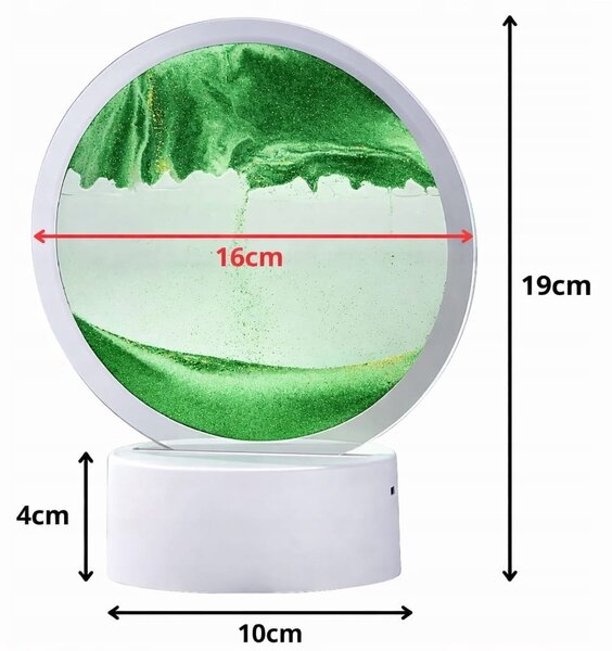 USB LED RGB 3D namizna steklena peščena slika 19cm zelena