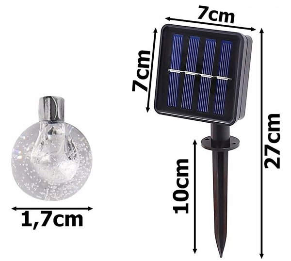 LED RGB 20 zunanja solarna dekorativna girlanda 8 funkcij