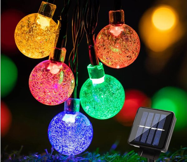 LED RGB 20 zunanja solarna dekorativna girlanda 8 funkcij