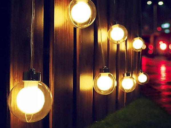 LED 20 toplo bela zunanja solarna dekorativna girlanda 8 funkcij