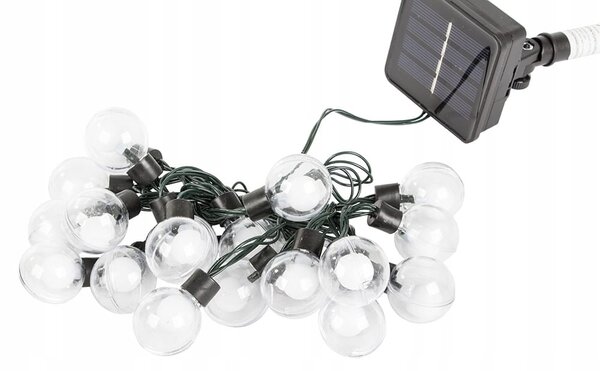 LED 20 toplo bela zunanja solarna dekorativna girlanda 8 funkcij