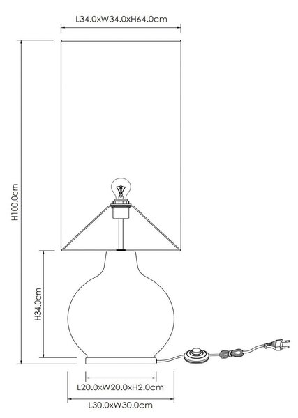 Talna svetilka Esterad, črna, Ø 34 cm, višina 100 cm, steklo