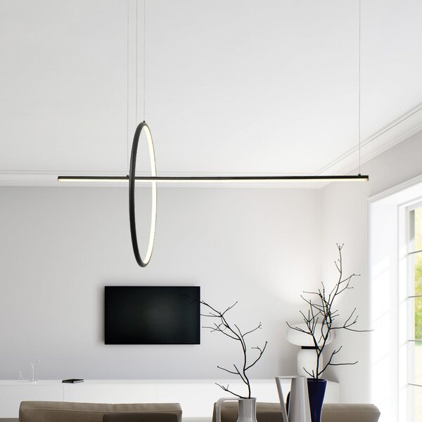 Zambelis LED-visoka svetilka 20128, mat črna, dolžina 122 cm, kovinska, z možnostjo, zatemnjen, Črna, Dnevna soba / jedilnica, Aluminij, Sodobni