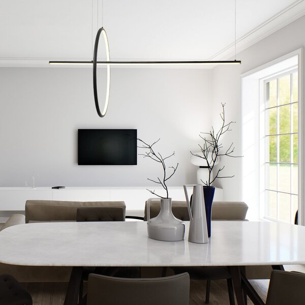 Zambelis LED-visoka svetilka 20128, mat črna, dolžina 122 cm, kovinska, z možnostjo, zatemnjen, Črna, Dnevna soba / jedilnica, Aluminij, Sodobni