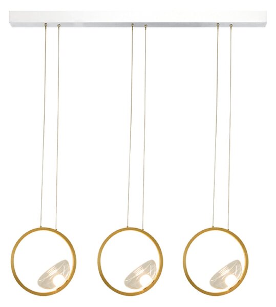 Zambelis LED-visoka svetilka 23029, zlata, 105 cm, 3-žarilna, kovina/steklo, z možnostjo, zatemnjen, Zlata / medeninasta, Dnevna soba / jedilnica, Aluminij, Sodobni