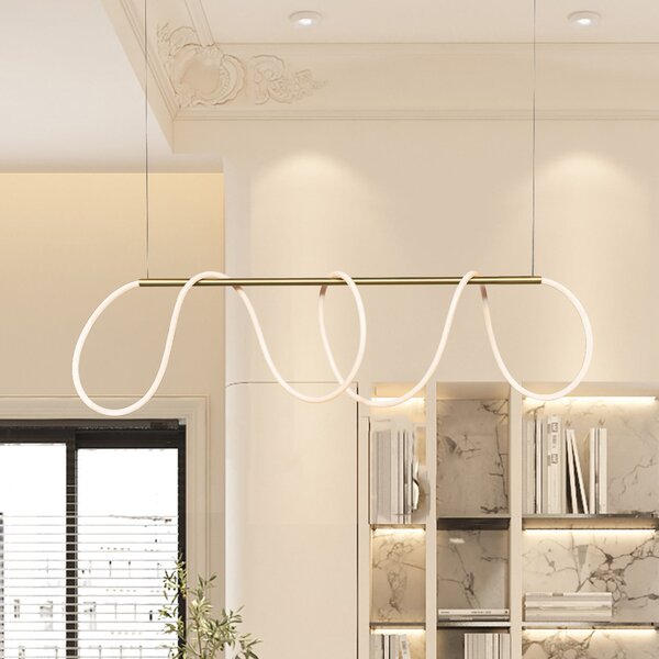 Zambelis LED-visoka svetilka 19254, mat zlata, dolžina 147 cm, kovina, Zlata / medeninasta, Dnevna soba / jedilnica, Kovina, Sodobni
