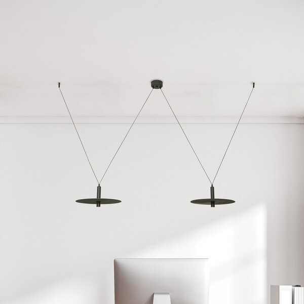 Zambelis LED-visoka svetilka 23227, črna, premer 35 cm, z dvema svetilnima telesi,, Črna, Dnevna soba / jedilnica, Aluminij, Sodobni