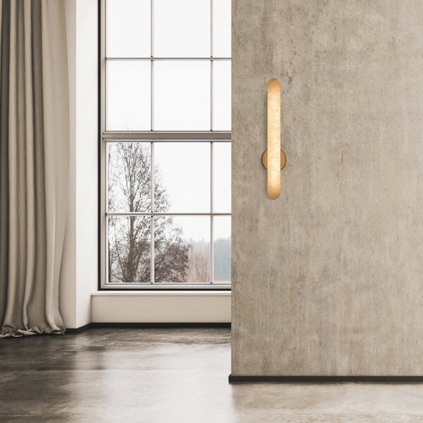 Zambelis LED-stenna svetilka 2547, bela, višina 37 cm, alabaster, z možnostjo zatemnitve, zatemnjen, Bela, Dnevna soba / jedilnica, Kamen