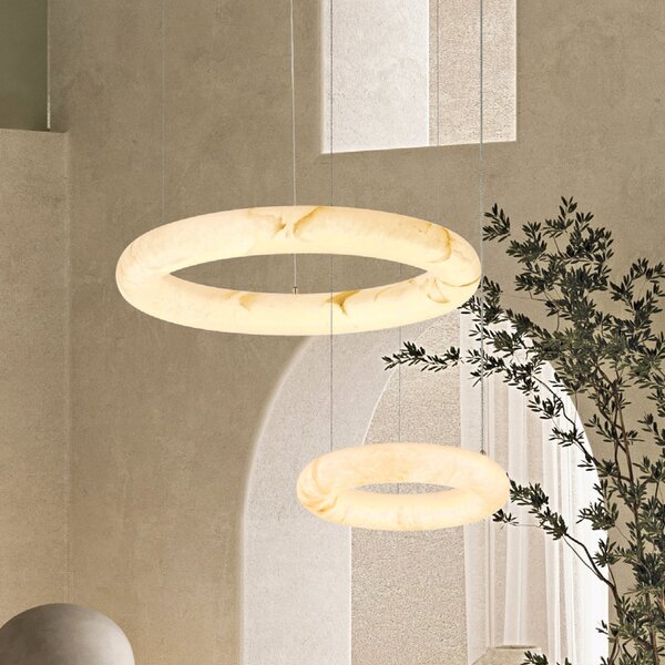 Zambelis LED-visoka svetilka 2542, bela, premer 34 cm, alabaster, z možnostjo zatemnitve, zatemnjen, Bela, Dnevna soba / jedilnica, Kamen