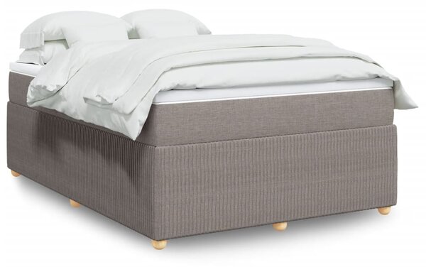 VidaXL Box spring postelja z vzmetnico taupe 140x190 cm blago