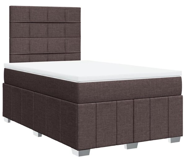 VidaXL Box spring postelja z vzmetnico temno rjava 120x190 cm blago